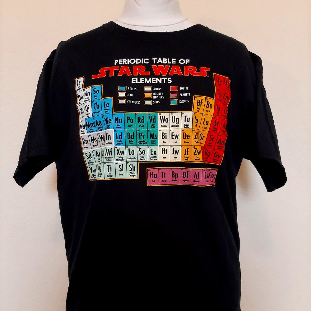 $5! STAR WARS Periodic Table of Elements T-Shirt in Black Sz L